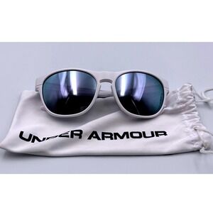Under Armour Glimpse Sunglasses White Frame w/ Mirrored Black Lenses + Pouch